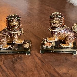 Pair of Jay Strongwater Special Gilgamesh Foo Dog Figurines, Book Ends. RRP +$6k